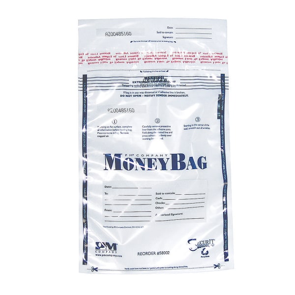 PM Company Clear Disposable Plastic Deposit Bags, 9in x 12in, Pack Of 100