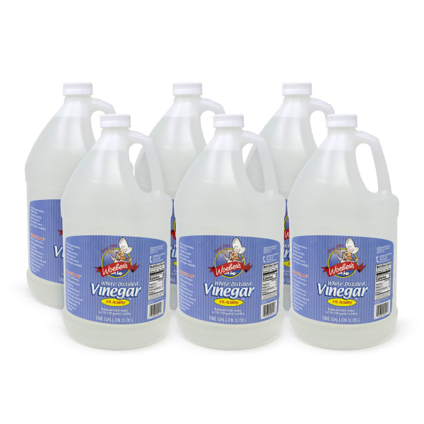 WOEBERs White Distilled Vinegar Bottles, 1 Gallon, Pack Of 6 Bottles