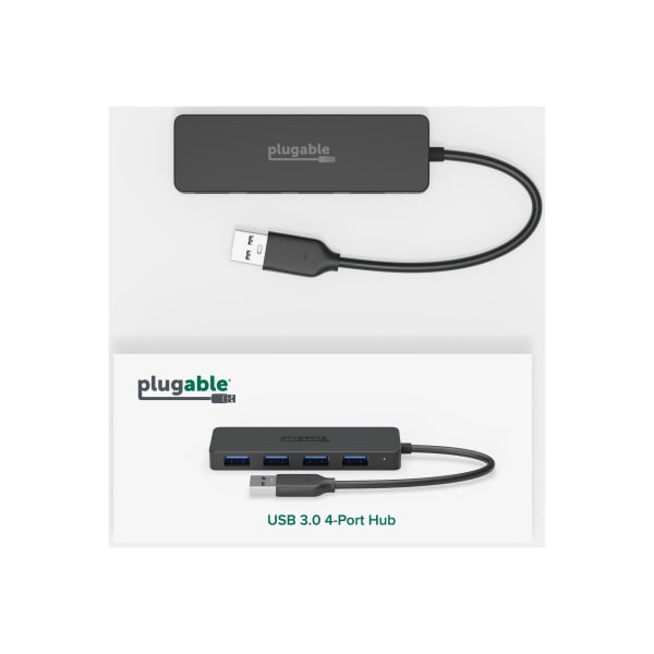 Plugable 4 Port USB Hub 3.0, USB Splitter for Laptop - Compatible with Windows, Surface Pro, PC, Chromebook, Linux, Android, Charging Not Supported