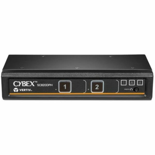 VERTIV Cybex SC820DPH-400 KVM SwitchboxVertiv Cybex SC800 Secure KVM | Single Head | 2 Port Universal DisplayPort | NIAP version 4.0 Certified (SC820DPH-400) - Secure Desktop KVM Switches