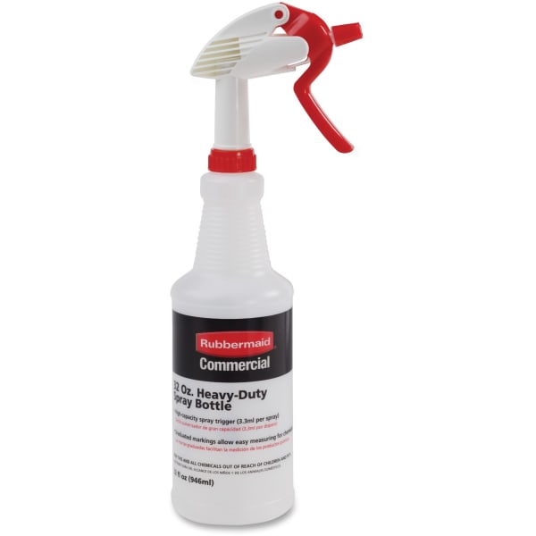 Rubbermaid Commercial Trigger Spray Bottle, Suitable For Cleaning, Heavy Duty, 9.6inH x 3.4inW, Clear
