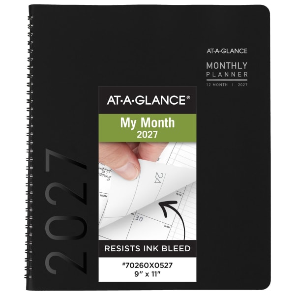 AT-A-GLANCE Contemporary 2027 Monthly Planner, Black, Large, 9in x 11in