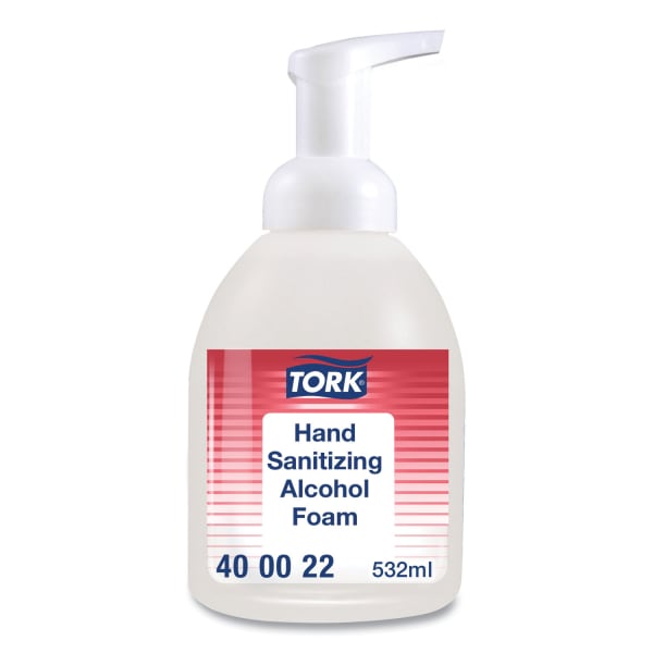 Tork Hand Sanitizing Alcohol Foam Hand Sanitizer, 18 oz Pump Bottle, Unscented, 6/Carton