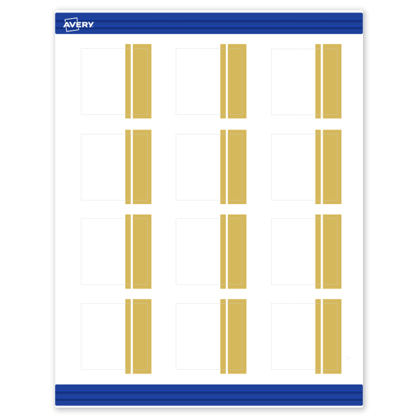 Avery Printable Cards With Sure Feed Technology, 2in x 2in, Matte White With Preprinted Gold Double-Dipped Edge, Pack Of 120
