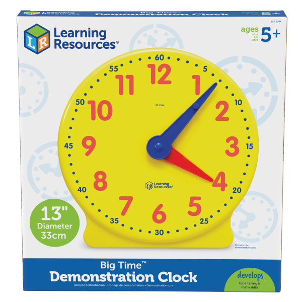 Learning Resources Big Time Learning Clock, 12-Hour Demonstration, Ages 5-12, 13 1/4inH