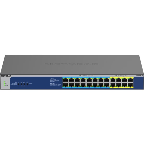 Netgear GS524UP Ethernet Switch - 24 Ports - 2 Layer Supported - 578.80 W Power Consumption - 480 W PoE Budget - GS524UP100NAS