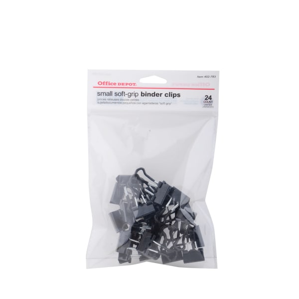 Office Depot Brand Binder Clips, Small, 3/4in Wide, 3/8in Capacity, Black, Pack Of 24