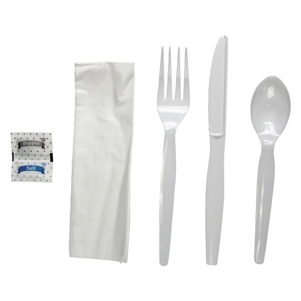 Boardwalk Heavyweight 6-Piece Cutlery Kits, White, Carton Of 250 Kits