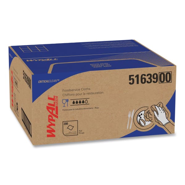 WypAll Foodservice Cloths, 12.5 x 23.5, Red, 200/Carton