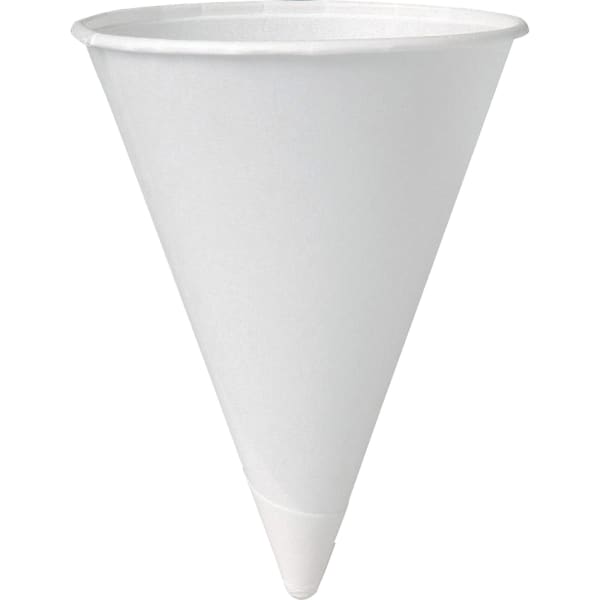 Solo Cup Paper Cone Water Cups, White, 4 Oz, Case of 5,000