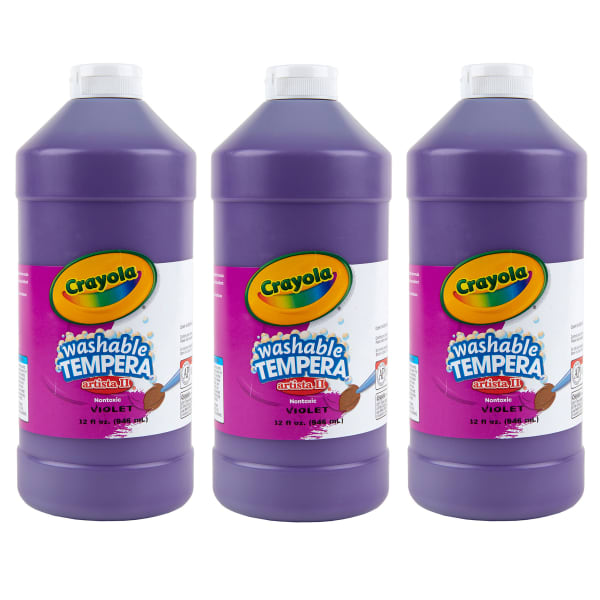Crayola Artista II Washable Tempera Paint, 32 oz, Violet, Pack Of 3