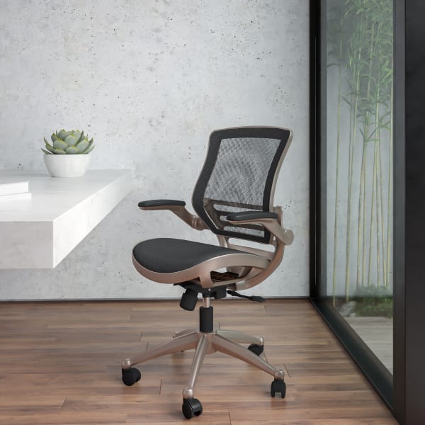 Flash Furniture Mesh Mid-Back Executive Office Chair, Black/Gold