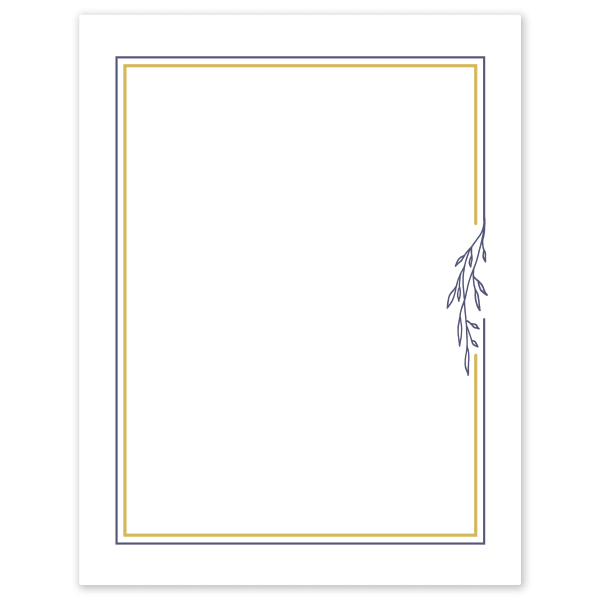 Avery Printable Cards, 8-1/2in x 11in, Matte White With Floral Gold/Navy Border, Pack Of 10