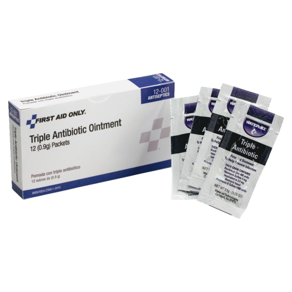 First Aid Only Triple Antibiotic Ointment Packets, 0.5 Gram, Box Of 12