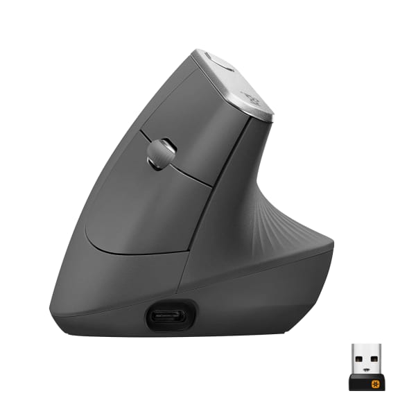Logitech MX Vertical Advanced Ergonomic Wireless Mouse, Control and Move Content Between 3 Windows and Apple Computers, Graphite - 910-005447