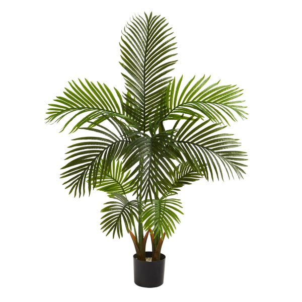 Nearly Natural Areca Palm 54inH Artificial Tree With Planter, 54inH x 16inW x 16inD, Green/Black