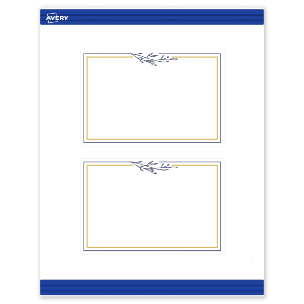 Avery Printable Postcards With Sure Feed Technology, 4in x 6in, Matte White With Floral Gold/Navy Border, Pack Of 20