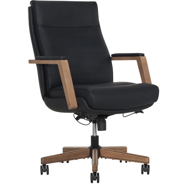 Thomasville Fendley Ergonomic Vegan Leather Mid-Back Office Chair, Black/Brown