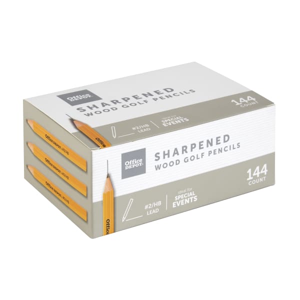 Office Depot Brand Golf Pencils, Presharpened, #2 Lead, Medium, Pack of 144