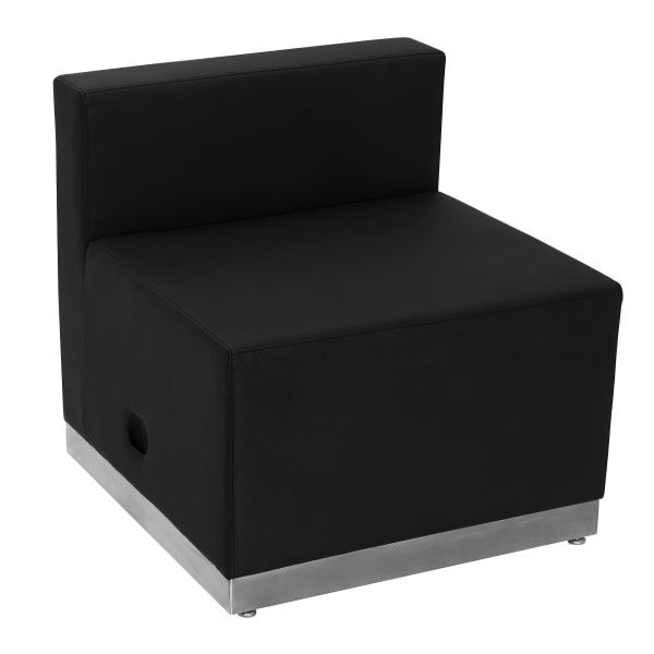 Flash Furniture HERCULES Alon Series LeatherSoft Chair with Brushed Stainless Steel Base, Black