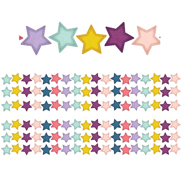 Teacher Created Resources Die-Cut Border Trim, Oh Happy Day Stars, 35' Per Pack, Set Of 6 Packs