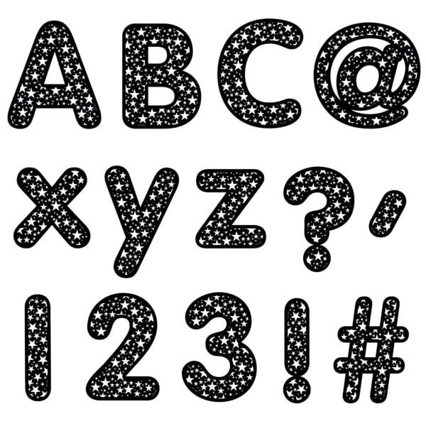 Creative Teaching Press Designer Letters, Core Decor Stars on Black, 206 Pieces