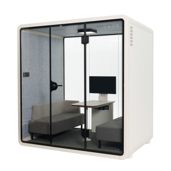 FlexiSpot P4F-Kit 4-Person Soundproof Booth, White, 93inH x 87inW