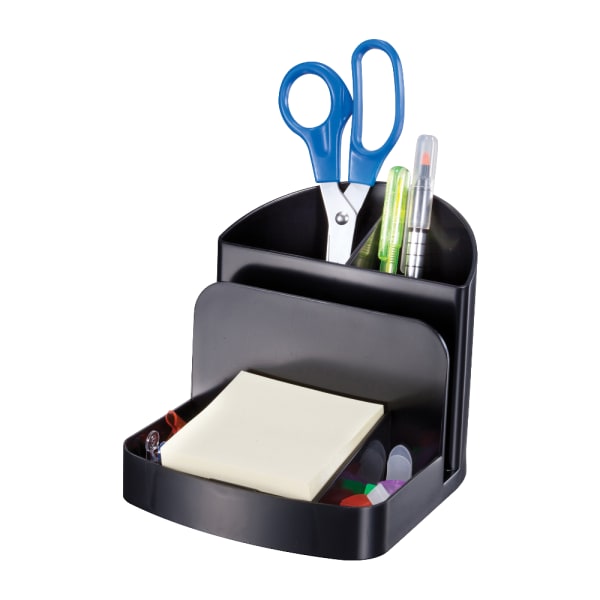 Officemate 26022 Recycled Deluxe Desktop Organizer, 5 Compartment, Black - 5 Compartment(s) - 5in Height x 5.4in Width x 6.8in Depth - Desktop - 30% Recycled - Black - Plastic - 1 Each
