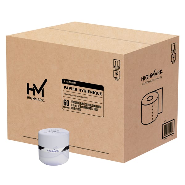 Highmark Premium 2-Ply Toilet Paper, 500 Sheets Per Roll, Pack Of 60 Rolls