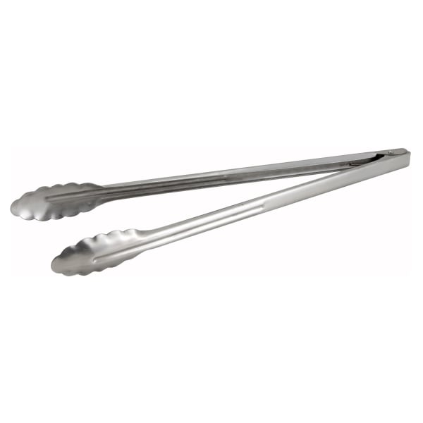 Winco Heavyweight Utility Tongs, 16in, Silver