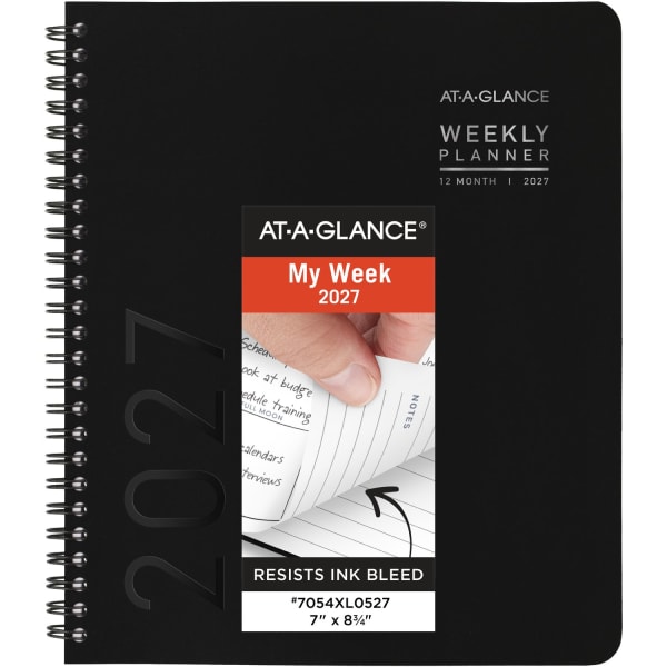 AT-A-GLANCE Contemporary Lite 2027 Weekly Monthly Planner, Black, Medium, 7in x 8 3/4in