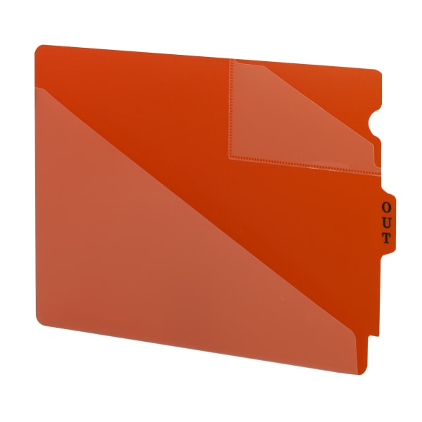 Smead Durable Poly End-Tab Out Guides, Center Position Tab, Letter Size, Red, Pack Of 50