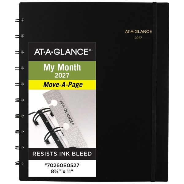 AT-A-GLANCE Move-A-Page 2027 Monthly Planner, Black, Large, 8 3/4in x 11in
