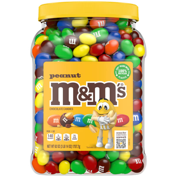 M&Ms Milk Chocolate Peanut Candies Jar, 62 Oz