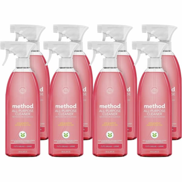 Method All-Purpose Cleaner - 28 fl oz (0.9 quart) - Pink Grapefruit Scent - Non-toxic - Light Pink - 8 / Carton