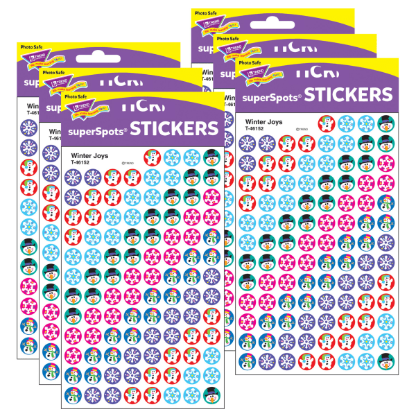 TREND superSpots Stickers, Winter Joys, 800 Per Pack, Set Of 6 Packs