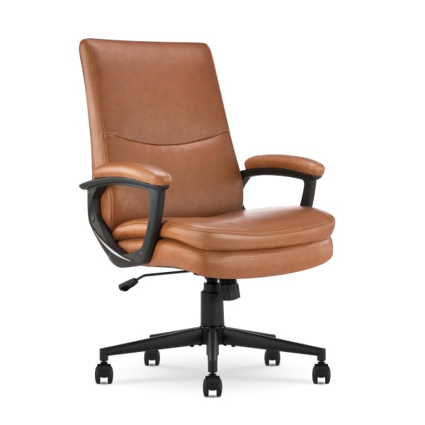 Serta Comfort Modern Ergonomic Bonded Leather High-Back Executive Office Chair, Cognac