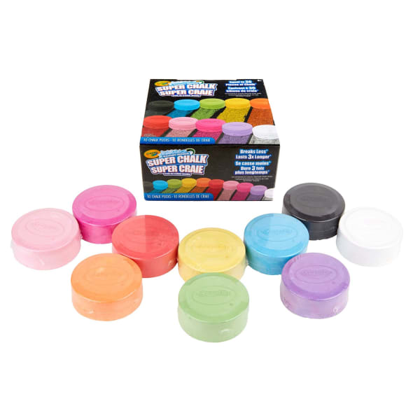 Crayola Washable Outdoor Super Chalk Tray, Assorted Colors, Pack Of 10 Chalk Pucks
