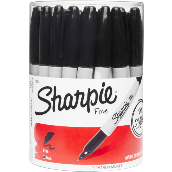Sharpie Permanent Markers, Fine Point Markers in Canister, Black, 36 Count