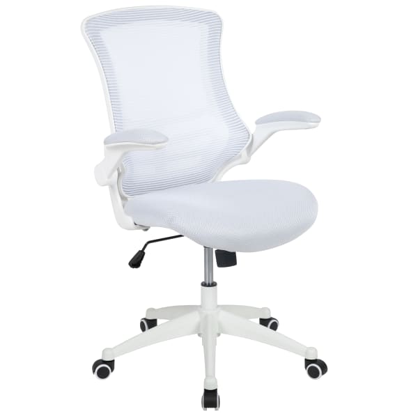 Flash Furniture Mesh Mid-Back Swivel Task Chair With Flip-Up Arms, White