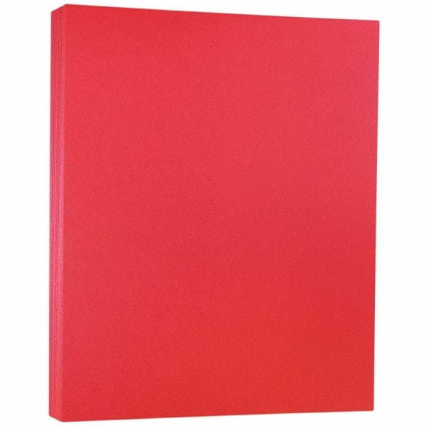 JAM Paper Vellum Bristol Card Stock, Jupiter Red Metallic, Letter (8.5in x 11in), 110 lb, Pack Of 50