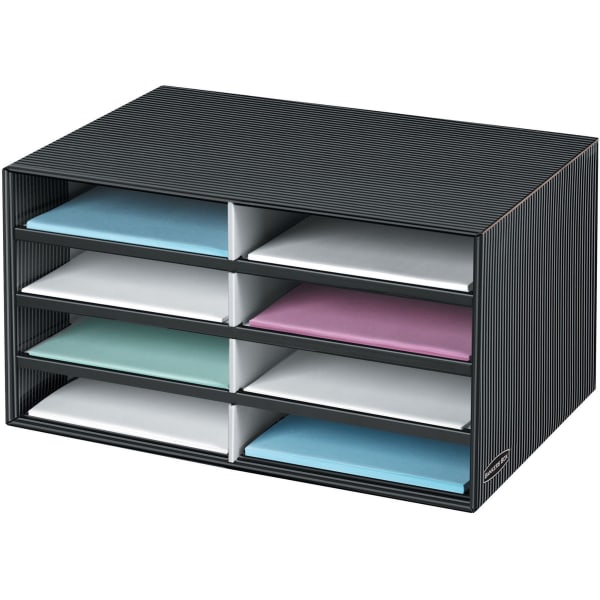 Bankers Box Literature Sorter, 10 1/4in x 19 1/2in x 12 3/8in, Black/Gray Pinstripe