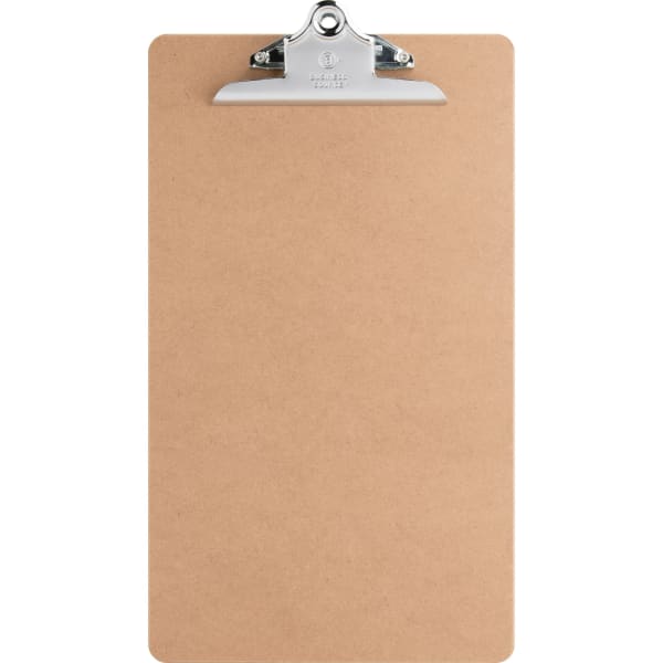 Business Source Hardboard Clipboard - 9in x 15 1/2in Sheet Size - Hardboard - Brown - 1 Each