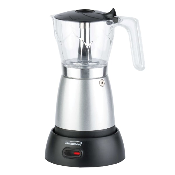 Brentwood 6-Cup Cordless Electric Moka Pot Espresso Machine, Silver