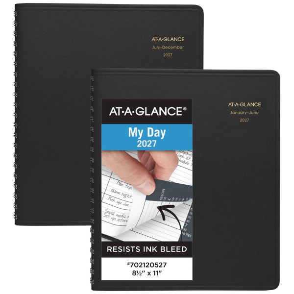 AT-A-GLANCE 2027 Eight Person Daily Appointment Book, Two-Volume Set, Black, Large, 8 1/2in x 11in