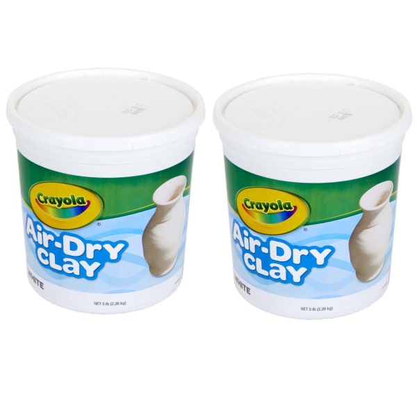 Crayola Air-Dry Clay, 5 Lb, White, Pack of 2 Tubs