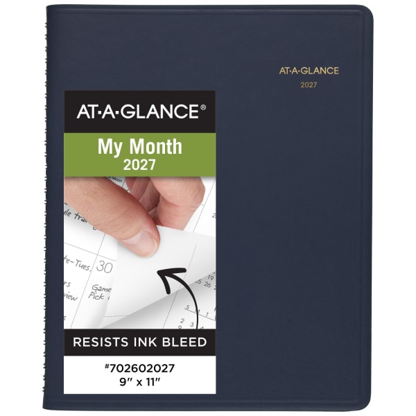 AT-A-GLANCE 2027 15-Month Monthly Planner, Navy, Large, 9in x 11in