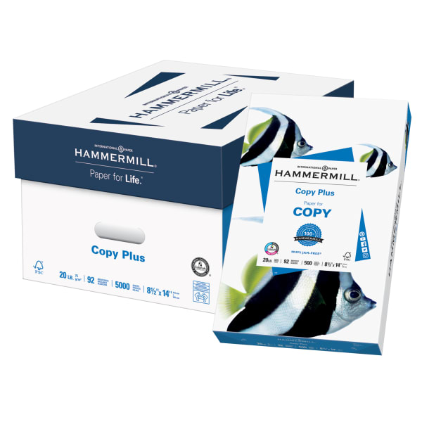 Hammermill Multi-Use Printer & Copy Paper, 10 Reams, White, Legal (8.5in x 14in), 5000 Sheets Per Case, 20 Lb, 92 Brightness