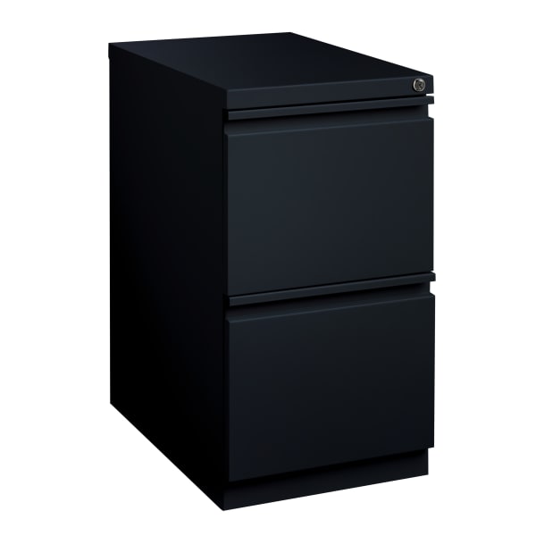 WorkPro 23inD Vertical 2-Drawer Mobile Pedestal File Cabinet, Black