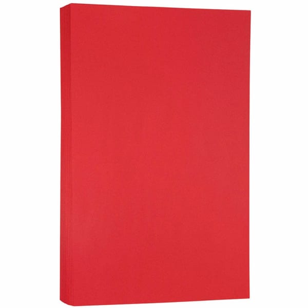 JAM Paper Legal Color Paper, Ruby Red, Legal (8.5in x 14in), 100 Sheets Per Pack, 24 Lb, 30% Recycled